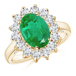 Anillo de Compromiso de Lujo de Oro de 14K y 18K con Corte Ovalado Clásico, Esmeralda Natural y Diamantes Laterales para Mujer, Joyería Fina - Product Image 1