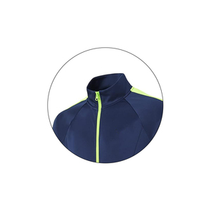 Ensemble de survêtement sportif unisexe bleu marine, manches longues, fermeture éclair, respirant, tricoté, deux pièces, vêtements de sport pour toutes les saisons - Product Image 2