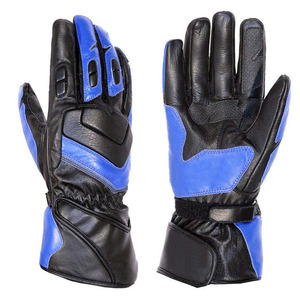Gants de course en cuir à doigts entiers, bleus et noirs, avec sangle de poignet réglable, unisexe, pour la conduite en extérieur, la moto et les sports de protection - Product Image 6