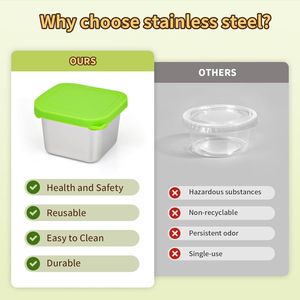 Contenitori per Snack in Acciaio Inox da 6 oz con Coperchi in Silicone, Ermetici e Facili da Aprire, Set da 6 Pezzi - Product Image 3