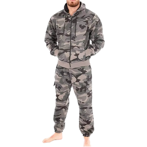 Men's Maroon Camouflage Hooded <b>Zip</b>-Up Fleece Jacket Casual Autumn Wear Regular Fit with <b>Pockets</b> and Black Trim <b>Hoodie</b> - Product Image 2