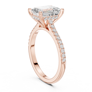 Anillo de Compromiso de Diamantes con Corte Esmeralda de Lujo, Certificado IGI, Oro de 18K, Banda con Micropavé, Elegante Joyería para Bodas y Fiestas para Mujer - Product Image 6