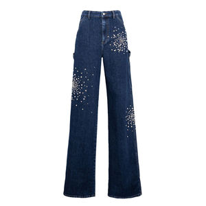 Pantalons en jean personnalisés avec broderie et couleur, jeans pour femmes, vente en gros, jeans amples et décontractés pour femmes - Product Image 5