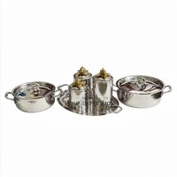 Ensemble de casseroles et poêles élégantes en acier inoxydable avec boutons décoratifs en forme de raisin, martelées à la main, modernes, écologiques, antiadhésives et compatibles four.