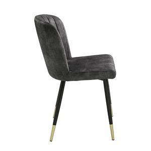 Set di sedie da pranzo in 2 pezzi dal Design moderno tappezzeria in velluto carboncino con accento dorato in metallo nero con Tufting a canale - Product Image 5