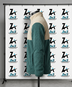 Zhus International <b>Fleece</b> <b>Jacket</b> Color Blocking Zipper Closure <b>Thick</b> Sherpa Lining Winter Casual Outerwear Men's Sherpa <b>Jacket</b> - Product Image 3