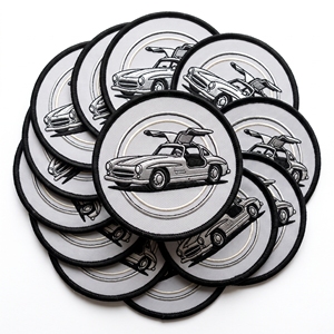 Oval Embroidered Patch Rally Hatchback <b>Badge</b> Grey Twill Merrow Border Timing Belt Gear Car Emblem <b>Maker</b> - Product Image 2