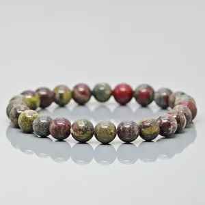 Bracelet extensible en perles de pierre de sang de dragon naturelle de 8 mm, lisses et rondes, qualité AA, bijoux de guérison, vente en gros - Product Image 3