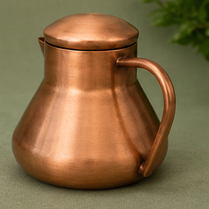 Carafe en cuivre brossé en forme de cloche, carafe vintage métallique avec couvercle, vaisselle écologique, carafe de luxe pour la santé ayurvédique - Product Image 2