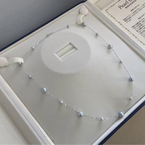 Collar de Plata de Ley 925 de Zhuji, Cadena de Perlas Aurora AK de 7-8 mm, Cielo Estrellado Sonriente, Plata de Ley 925 Natural, Perlas Aurora AK de 7-8 mm, Cielo Estrellado Sonriente - Product Image 2