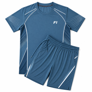 Men's Quick Dry Short Sleeve <b>T</b>-<b>Shirt</b> and Running Shorts Set Breathable Athletic Wear for Gym Training Men's <b>T</b>-<b>shirts</b> sets - Product Image 1