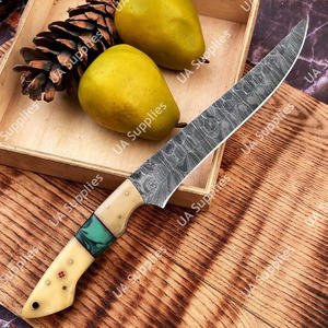 Industrial Grade Top Notch Quality Handmade Damascus Steel Professional Fillet <b>Knife</b> 7-inch Blade Camel <b>Bone</b> <b>Handle</b> Leather - Product Image 5