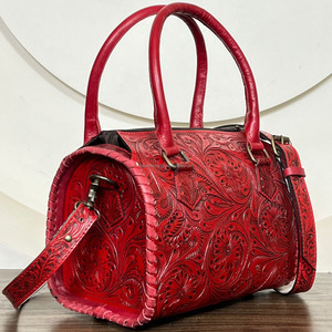 Genuine Cow Leather Weekender <b>Overnight</b> <b>Bag</b> OEM Fashion Unisex Hand Tooled Leather Travel Tote Duffel <b>Bags</b> for <b>Men</b> & Women's - Product Image 3