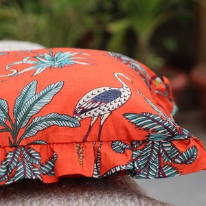 Funda de cojín con volantes y estampado animal, estilo bohemio, decoración del hogar, funda de almohada estampada naranja con diseño de jungla - Product Image 5