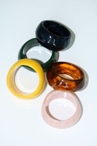 H a CRAFT Women's Handmade Colorful <b>Resin</b> Bangles with Carved Floral Design Classic Style for Party Occasions - Product Image 3