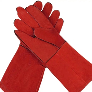 Gants en cuir de vachette fendu pour la protection des mains, vêtements de sécurité réfléchissants, anti-chaleur, anti-étincelles, gants de travail industriels pour la lutte contre les incendies - Product Image 5