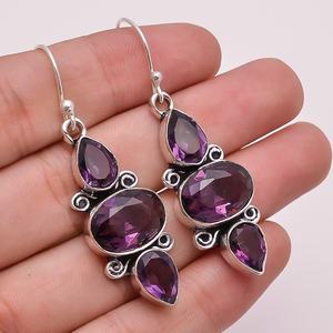 Pendientes de piedras preciosas chapados en plata sólida 925, joyería de pendientes de piedras preciosas de cuarzo Peridoto, exportador de joyería de plata de moda, joyería fina - Product Image 2