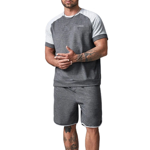 Ensemble T-shirt et short gris uni à manches courtes pour homme White Bird Express, tenue décontractée d'été, respirant, en coton tricoté, séchage rapide - Product Image 5