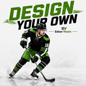 Men's Black Green Ice Hockey Uniform Set Long Sleeve Jersey Shorts Sublimated Moisture Wicking Polyester <b>Athletic</b> Wear - Product Image 1