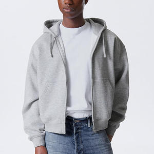 Sweat à capuche zippé streetwear moderne, logo personnalisé, écologique, 100% coton, molleton épais, coupe oversize, unisexe, fermeture éclair intégrale, décontracté - Product Image 5