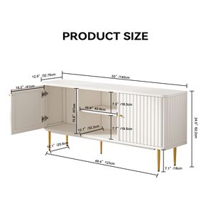 Mueble para TV Moderno de Mediados de Siglo, Color Blanco, 55/60/65 Pulgadas, Centro de Entretenimiento, Consola Multimedia con Almacenamiento para Sala de Estar - Product Image 3