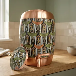 Ayurvedic Copper Water Dispenser Copper Water Container Printed Copper Dispenser Copper <b>Drink</b> Dispenser Copper Water <b>Jug</b> - Product Image 6