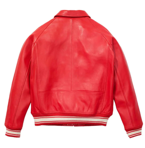 Men's Genuine <b>Leather</b> Windproof <b>Jacket</b> with Turn-Down Collar and Zipper Closure <b>Winter</b> High Street Style - Product Image 2