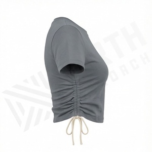 Conjunto de Ropa de Yoga Corta y Sexy con Logotipo Personalizado de Algodón para Mujer, Camisetas Cortas Deportivas Transpirables con Color Personalizado - Product Image 3