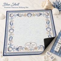 Tapis de Mahjong Pliable de Luxe Chic et Personnalisé de 33 Pouces, Antidérapant 3mm, Collection Coquillages Estivaux, Housse de Table de Mahjong, Cadeau pour Soirée de Jeu