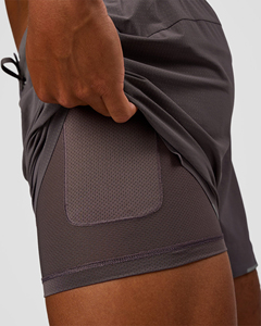 Shorts pour hommes gris uni, écologiques, respirants, à séchage rapide, avec cordon de serrage, décontractés, pour l'entraînement, la course à pied, le fitness, le sport - Product Image 6