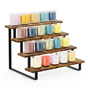Portavelas de Madera de Acacia de Varios Niveles |   Exhibidores Industriales de Estilo Bohemio al por Mayor - Product Image 1