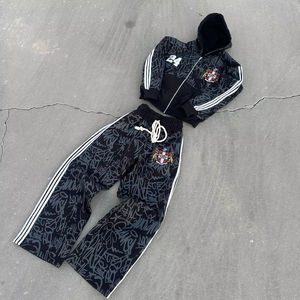 Conjunto de Chándal Deportivo para Hombre, Talla Grande, con Cremallera, Estilo Urbano, Chaqueta Cortavientos Holgada - Product Image 3