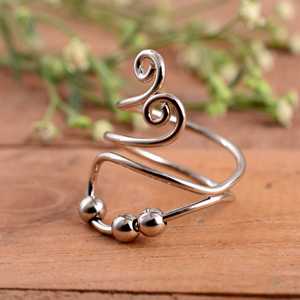 SHYAM JEWELRS Luxury 925 Sterling Silver Unisex Anxiety Spinner <b>Ring</b> <b>Adjustable</b> Fidget Movable Beads Wedding Anniversary Gift - Product Image 3