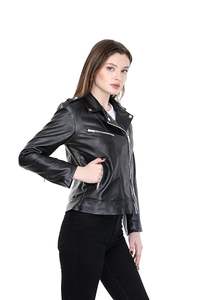 Chaqueta de cuero moderna para mujer con forma refinada, cómoda de usar, material suave y un aspecto exterior elegante, genuina, al mejor precio. - Product Image 2