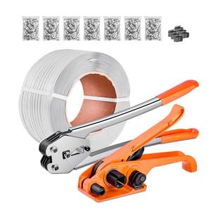 Kit d'outils de scellage de bande robuste, bande PP de 3200 pieds de longueur, 1000 sceaux métalliques, 50 protections d'angle pour le cerclage - Product Image 1