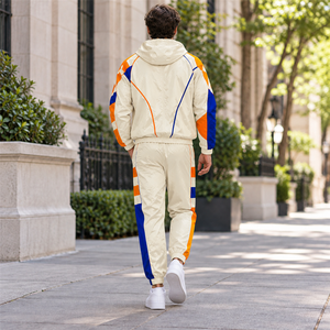 Chándal de color personalizado para hombre, chaqueta cortavientos con capucha y cremallera completa, y pantalones deportivos con cordón, conjunto deportivo de 2 piezas - Product Image 5