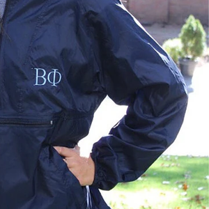 Sorority Women's Navy Blue Quarter-Zip Windbreaker <b>Jacket</b> With Embroidered Logo Front Pocket Zip Closure <b>Lightweight</b> Outdoor - Product Image 5