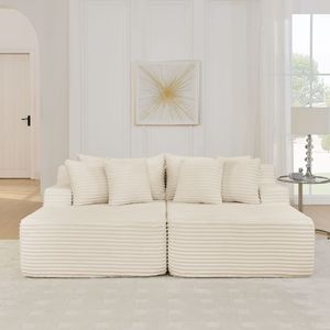 Moderno divano pigro a due posti poltrona in velluto Beige tessuto soffice nessun montaggio richiesto per salotti interni e camere da letto - Product Image 3