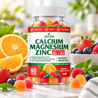 Gummies Calcium Magnésium Zinc D3 K2 60 unités Soutien Osseux Musculaire et Nerveux Végétalien Sans Gluten Marque Privée OEM ODM