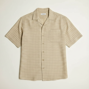 Camisas de Manga Corta para Hombre, Color Beige, Personalizables, Casuales, de Verano, Tejido Suave y Cómodo - Product Image 3