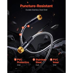 Tubo da Giardino in Acciaio Inossidabile Rinforzato da 60 Metri, Antiruggine, Anti-Piega, con Bobina Avvolgitubo e Ugello a 10 Funzioni - Product Image 2