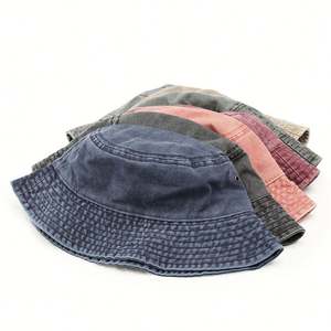 Sombrero de Pescador Estilo Vaquero para Mujer, de Invierno, a Rayas, Transpirable, de Algodón, Estilo Europeo Americano, para Exteriores, con Efecto Desgastado, para Montañismo y Protección Solar - Product Image 2