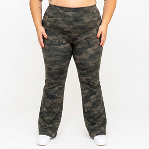 Gym Fitness Plus Size Leggings Camo Printed Flare Yoga Pants High Waist Gym Workout Flare Pants Polyester Camo Printed <b>Tights</b> - Product Image 1