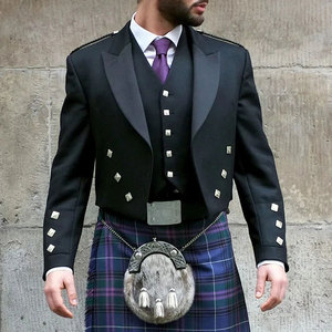 Veste Prince Charlie écossaise noire de haute qualité pour homme, gilet à 5 boutons, tenue traditionnelle des Highlands, OEM ODM - Product Image 1