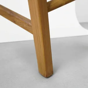 Modern Teak Wood Rectangle <b>Bar</b> <b>Stool</b> with Slat <b>Back</b> Durable Minimalist Design for Home <b>Bar</b> Furniture by Tacco - Product Image 5