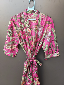 Bata Kimono con Estampado de Dibujos Animados para Mujer, 100% Algodón, Camisón de Verano Hecho a Mano, Cuello en V, Cintura Elástica, Largo hasta la Rodilla - Product Image 2