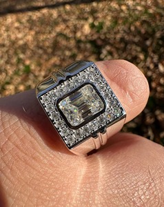 Hip Hop Emerald Cut Moissanite <b>Ring</b> 925 Solid Sterling Silver Solitaire <b>Ring</b> Hip Hop <b>Ring</b> <b>Men</b> Bling Jewelry Luxury Design - Product Image 1