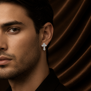 Pendientes de Cruz con Incrustaciones Completas, Joyería de Cruz con Diamantes Cultivados en Laboratorio, Oro Blanco de 10K con Microincrustaciones para Aniversario - Product Image 5