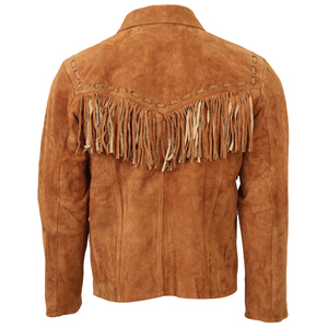 Brown <b>Suede</b> Fringed <b>Jacket</b> With Zipper Closure Turn-Down Collar Full Sleeve Autumn Women's Fashion Coat Material Satin - Product Image 2