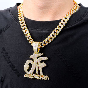 Pendentif lettre OTF en argent 925 plaqué rhodium avec pierres cultivées en laboratoire, style hip-hop, cadeau pour homme - Product Image 3